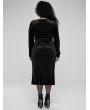 Punk Rave Black Gothic Sexy V-Neck Velvet Slit Long Sleeve Plus Size Dress