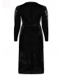 Punk Rave Black Gothic Sexy V-Neck Velvet Slit Long Sleeve Plus Size Dress