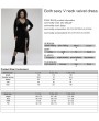 Punk Rave Black Gothic Sexy V-Neck Velvet Slit Long Sleeve Plus Size Dress