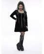 Punk Rave Black Gothic Punk Long Sleeve Velvet Short Plus Size Dress