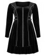 Punk Rave Black Gothic Punk Long Sleeve Velvet Short Plus Size Dress