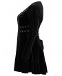 Punk Rave Black Gothic Punk Long Sleeve Velvet Short Plus Size Dress