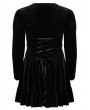 Punk Rave Black Gothic Punk Long Sleeve Velvet Short Plus Size Dress