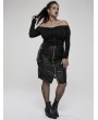 Punk Rave Black Gothic Punk Sexy PU Leather Bodycon Plus Size Skirt