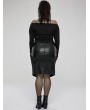 Punk Rave Black Gothic Punk Sexy PU Leather Bodycon Plus Size Skirt