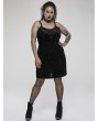Punk Rave Black Retro Gothic Velvet Short Plus Size Dress