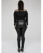 Punk Rave Black Gothic Punk PU Leather Long Plus Size Trousers for Women