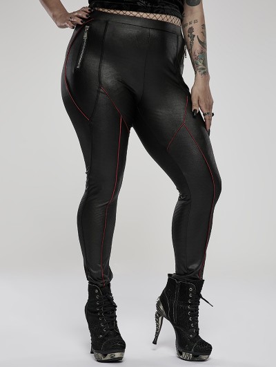 Punk Rave Black and Red Gothic Punk Plus Size Leggings for Women