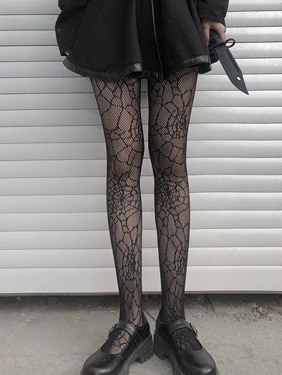 Black Gothic Dark Sexy Spider Fishnet Tights