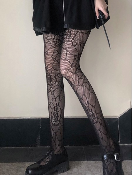 Black Gothic Dark Sexy Spider Fishnet Tights - DarkinCloset.com