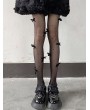 Black/White Gothic Sweet Pearl Bowknot Sheer Tights