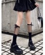 Black/White Gothic Sweet Semi-transparent Ribbon Bow Knee Socks