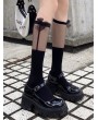 Black/White Gothic Sweet Semi-transparent Ribbon Bow Knee Socks