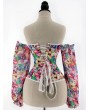 Fashion Floral Sexy Off-the-Shoulder Long Sleeve Overbust Victorian Corset