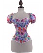 Fashion Floral Sexy Short Puff Sleeve Overbust Victorian Corset