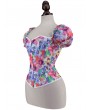 Fashion Floral Sexy Short Puff Sleeve Overbust Victorian Corset