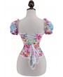 Fashion Floral Sexy Short Puff Sleeve Overbust Victorian Corset