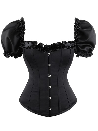 Black Short Puff Sleeves Overbust Gothic Corset