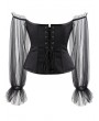 Black Sexy Off-the-Shoulder Long Sleeve Overbust Gothic Corset