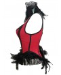 Red/Purple/Black Gothic Lace Trim Overbust Burlesque Corset with Feather Collar