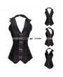 Black Halter Brocade Steampunk Overbust Corset