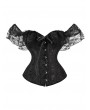 Black/White Retro Floral Lace Off-the-Shoulder Overbust Gothic Corset