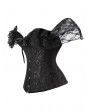Black/White Retro Floral Lace Off-the-Shoulder Overbust Gothic Corset