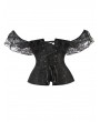 Black/White Retro Floral Lace Off-the-Shoulder Overbust Gothic Corset