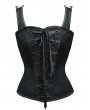 Black/Pink Victorian Jacquard Lace-Up Gothic Corset with Straps