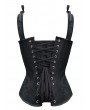 Black/Pink Victorian Jacquard Lace-Up Gothic Corset with Straps