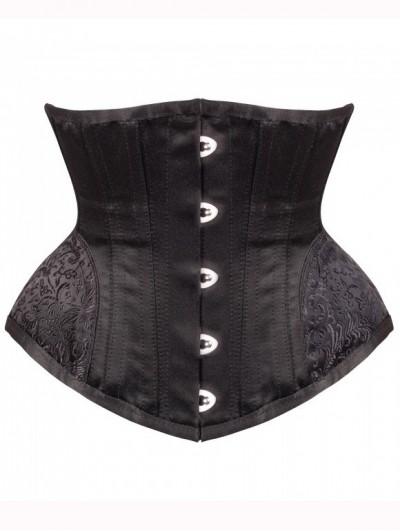 Black Jacquard Vintage Waist Training Underbust Gothic Corset