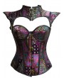 Blue/Black/Pink/Purple Vintage Knight Style Overbust Steampunk Corset