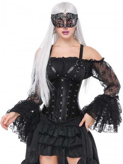 Black Vintage Sexy Harness Underbust Steampunk Corset