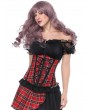 Black and Red Plaid Fashion Gothic Underbust Corset