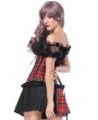 Black and Red Plaid Fashion Gothic Underbust Corset