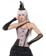 Black and Pink Leather Pattern One Shoulder Overbust Steampunk Corset