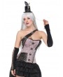 Black and Pink Leather Pattern One Shoulder Overbust Steampunk Corset