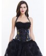 Blue Halter Vintage Brocade Overbust Gothic Corset