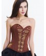 Brown/Purple/Black Vintage Floral Embroidery Overbust Gothic Corset