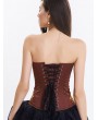 Brown/Purple/Black Vintage Floral Embroidery Overbust Gothic Corset