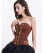 Brown/Purple/Black Vintage Floral Embroidery Overbust Gothic Corset