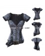 Black Brocade Steampunk Overbust Corset with Jacket