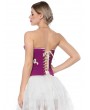 Purple Strapless Lace Applique Zipper Front Overbust Burlesque Corset