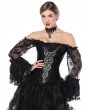 Black Victorian Lace Trumpet Sleeve Off-the-Shoulder Gothic Overbust Corset