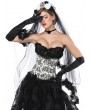 Black and White Retro Lace Mesh Printed Gothic Overbust Corset