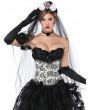 Black and White Retro Lace Mesh Printed Gothic Overbust Corset