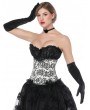 Black and White Retro Lace Mesh Printed Gothic Overbust Corset