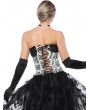 Black and White Retro Lace Mesh Printed Gothic Overbust Corset