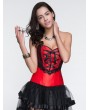 Black and Red Gothic Overbust Sexy Lace Appliqued Burlesque Corset