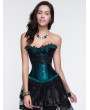 Black and Green Gothic Ruffled Lace Burlesque Corset